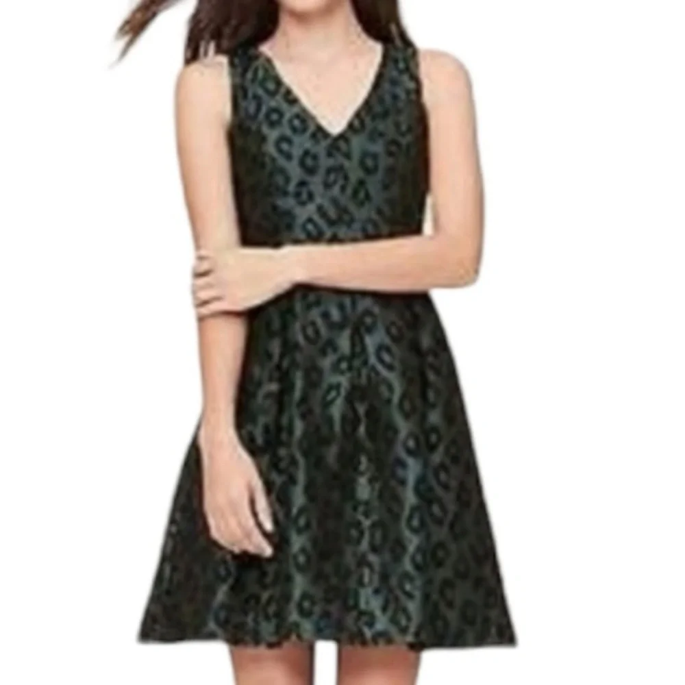 Ann Taylor Loft Green Cheetah Print Dress NWT - Picture 1 of 14